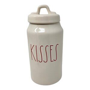 Rae Dunn KISSES Ceramic Canister 9in Tall Magenta Valentines Day Love Holiday